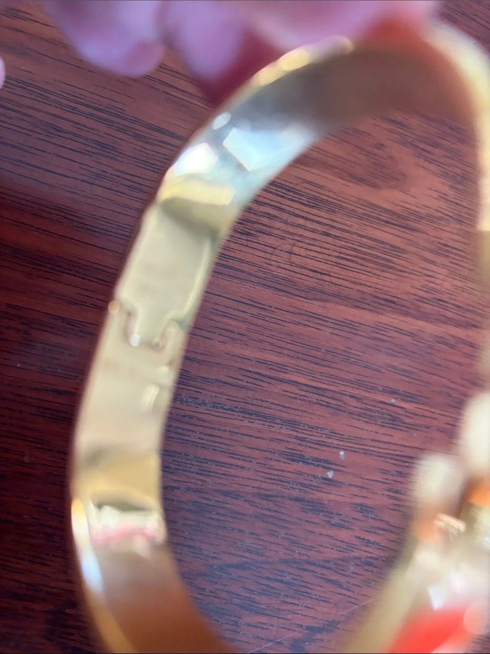 New H Stanley Polished Gold Hinged Bangle Bracelet